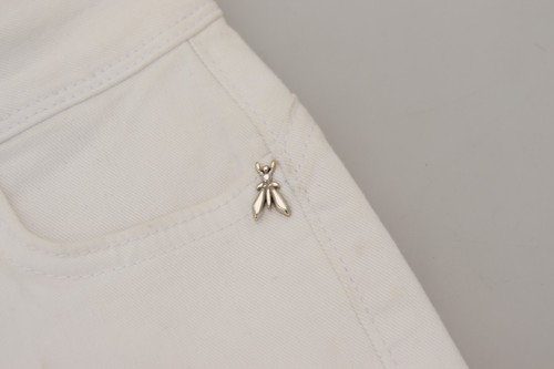 PATRIZIA PEPE Jeans White Cotton Skinny Tattered Women Denim Tag s. W26 250usd - Picture 5 of 10