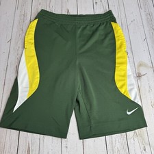 Vintage Y2K Nike Basketball Shorts Mens Small Green Yellow Embroidered Swoosh
