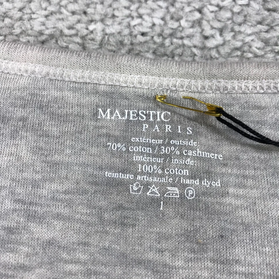 Camisa Majestic Paris Para Mujer 1 Extra Pequeña Mezcla Algodón Cachemira Top Cuello Barco Foto 3 de 4