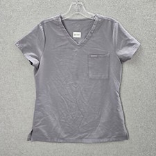 Jaanuu Women Scrub Top XS Gray Pockets Short Sleeve V Neck