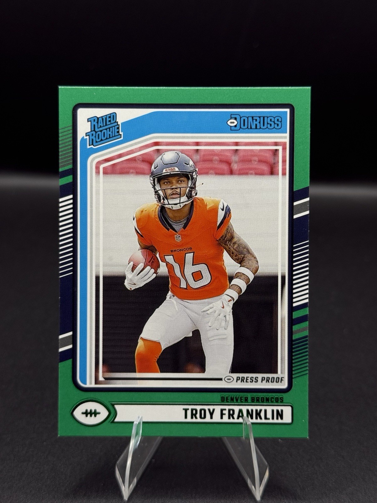 2024 Donruss Green Press Proof Troy Franklin #338 Denver Broncos (RC)