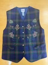Vintage Tan Jay Petite Multicolor plaid Wool/acrylic/poly Vest Women's Size 10