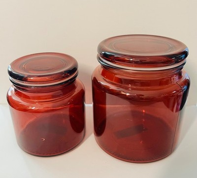IKEA Amber Glass Storage Jars Heavy-Duty Design in 30 oz And 17 oz. 