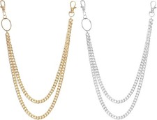 2 Pcs Pants Wallet Chains for Men Women Heavy Duty Jean Belt Pocket Chains with