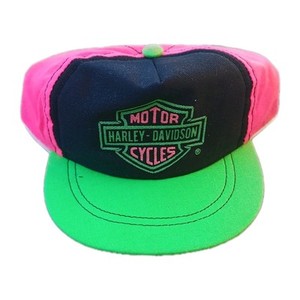 Vintage Harley Davidson Baby Hat Ball Cap Snapback Highlighter has flaws As-Is