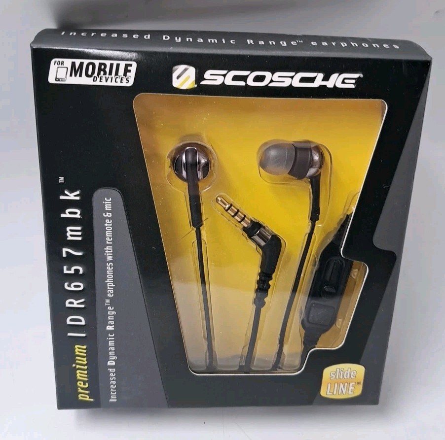 SCOSCHE Premium IDR657mbk Increased Dynamic Range Earphones 