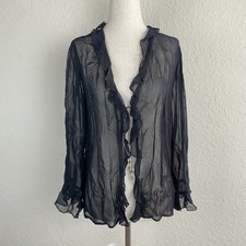 Vtg Rene S Sheer Cardigan Floral Whimsigoth Boho Romantic 90s Hippie Fairy