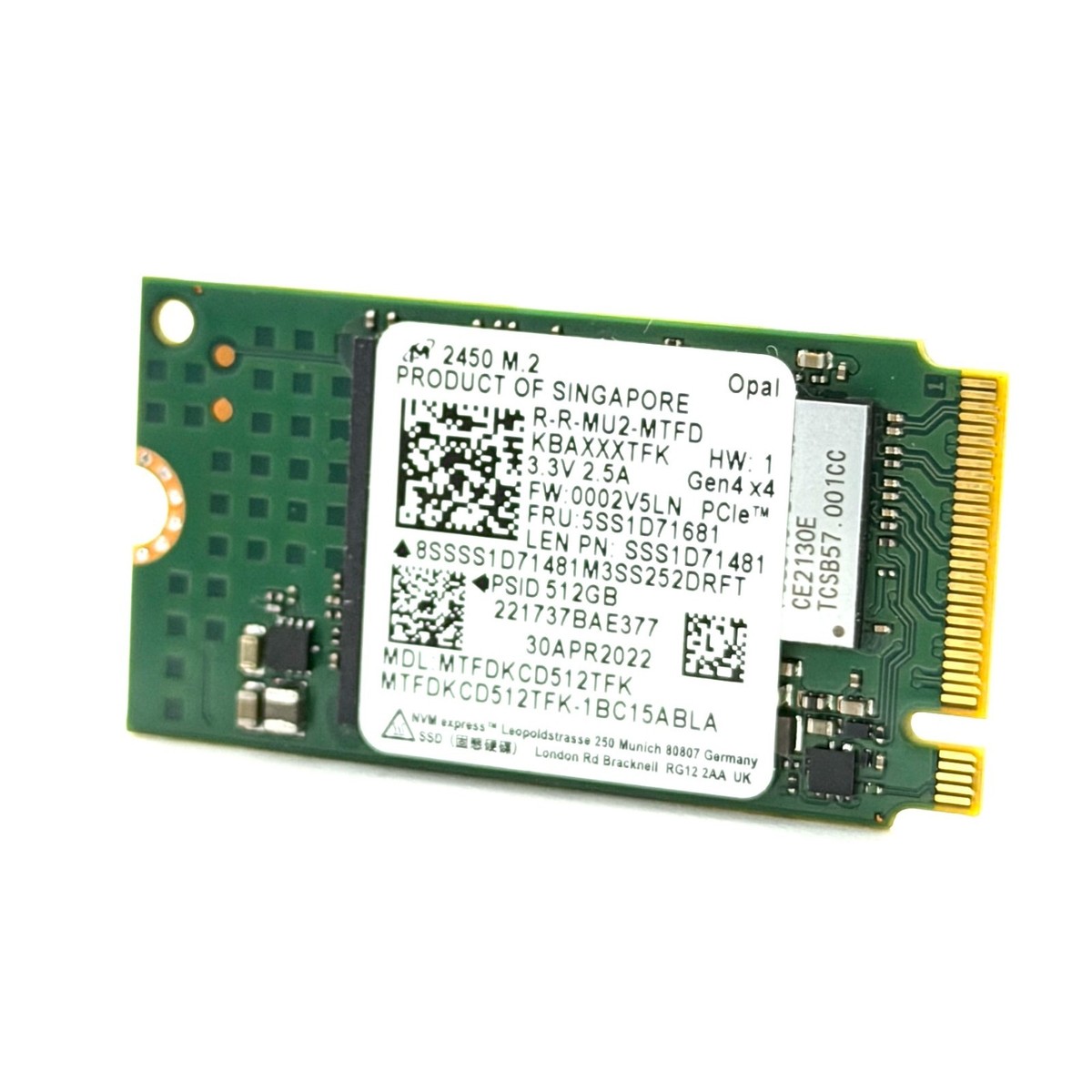 内蔵型SSD SAMSUNG 512GB NVMe M.2 2242 SSD M.2 NVMe SSD 2242 Single Notch 128GB 256GB 512GB | Very Good