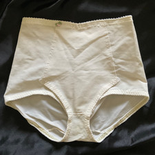 Vtg. OLGA Pantie Style Girdle White Double Front Panel Nylon Spandex ShapeWear S