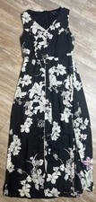 Sami & Jo Women's Size Sm Floral Black Sleeveless Short Dress W/long Flowy Back