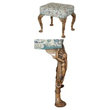 EXQUISITER ANTIKER VIKTORIANISCHER HANDGESCHNITZTER KLAVIERHOCKER MIT MEERJUNGFRAUEN