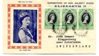 Cyprus 1953 Coronation 1½p. x3 used on illustrated f.d.c. Nicosia to Switzerland