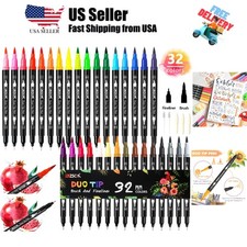 ZSCM 32 Colors Duo Tip Brush Markers Art Pen Set, Artist Fine and Brush Tip C...