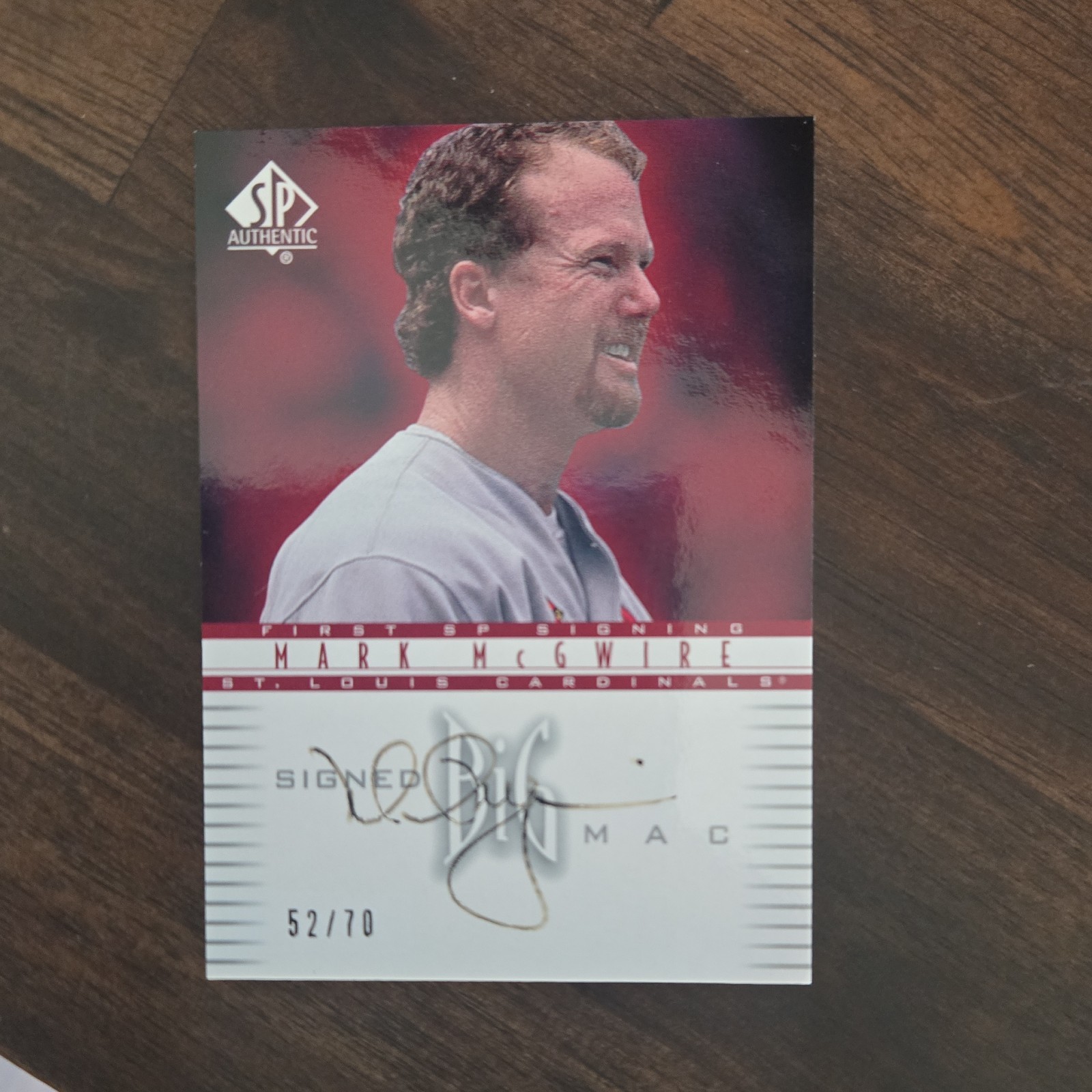 2002 Upper Deck SP Authentic Mark McGwire Cardinals Auto Insert #MM6 52/70