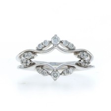 White Gold Diamond Set of 2 Enhancer Wedding Bands - 14k Rd .22ctw Guard Rings