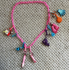 Pink Plastic Link Chain Charm Necklace Multicolor Asymmetrical Charms — photo 1