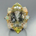 Vintage ring Natural Green Amethyst Ring 925 Sterling Silver Size 8 /R480214