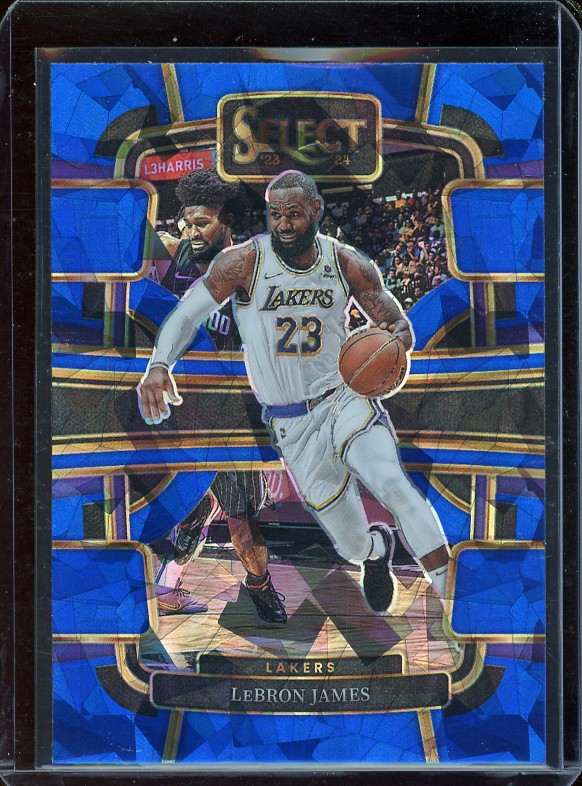 2023-24 Panini Select #66 LeBron James Blue Cracked Ice Prizms
