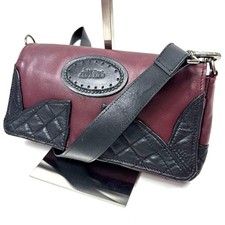 JeanPaul Gaultier Quilted Shoulder Bag Bordeaux Black Unisex Used Authentic