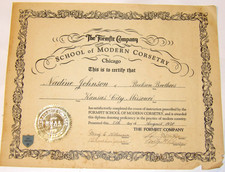 VINTAGE 1940 "FORMFIT COMPANY SCHOOL OF MODERN CORSETRY" DIPLOMA W/SEAL 13"x9"