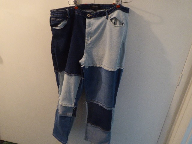 Ashley Stewart Womens Blue Denim Soft STRETCH Patchwork Jeans Size 26