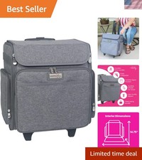 Rolling Scrapbook Tote   Heather Grey Craft Bag with Wheels   Organizer Case ...