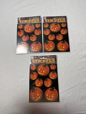 Lot Of 3 Vintage Paper Magic Halloween Stickers Pumpkin Sealed NOS 12 Sheets