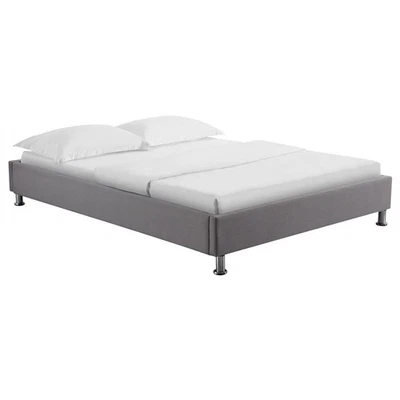 Lit futon double NIZZA gris 140x190 cm 2 places 2 personnes adulte avec sommier - Photo 1/4