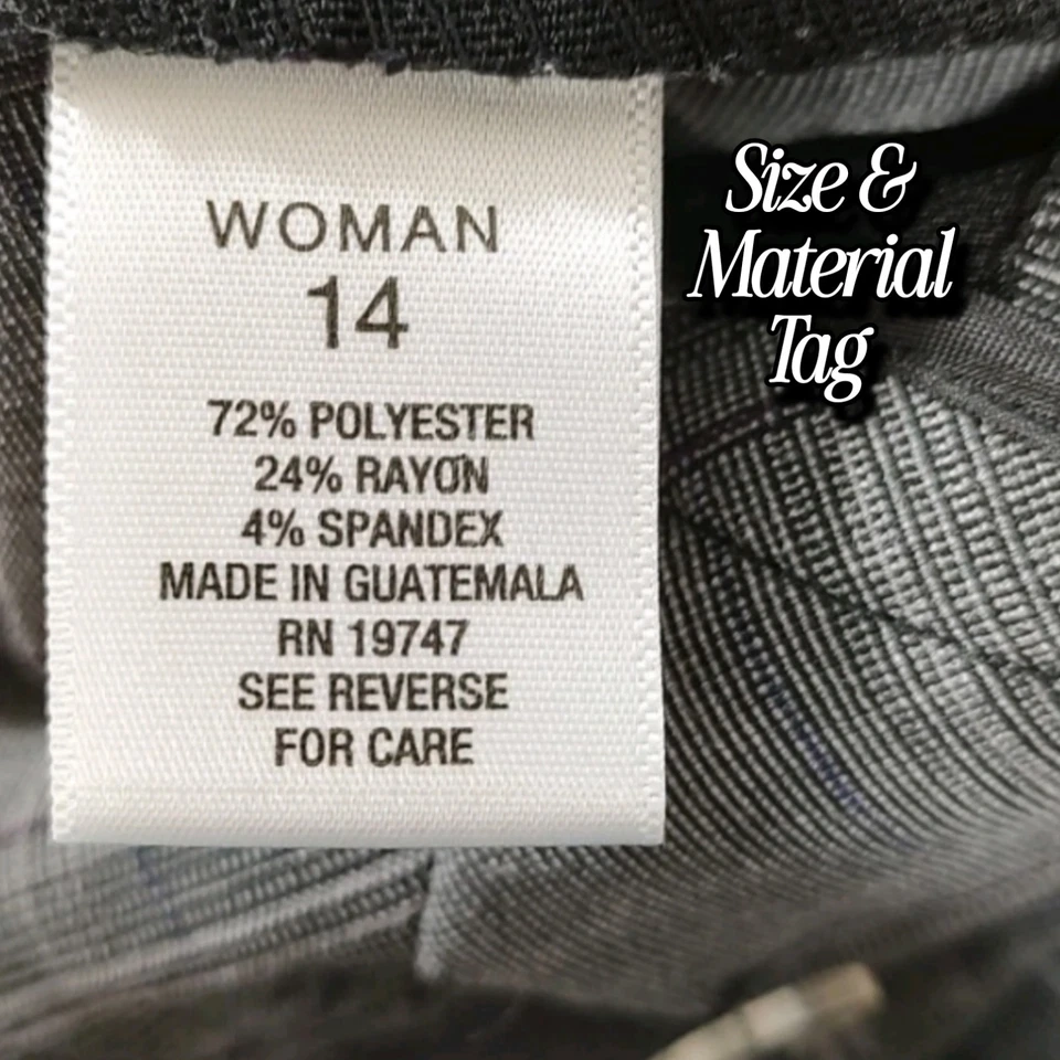 Roz & Ali 羅茲和阿里 長度 31 英寸 深灰色格紋修身喇叭斜紋棉布褲 女款 14/36吋腰圍 Foto 4 de 4