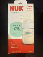 NUK Simply Natural with SafeTemp, 5 oz, 1 Pack, Clear Baby Bottle NEW