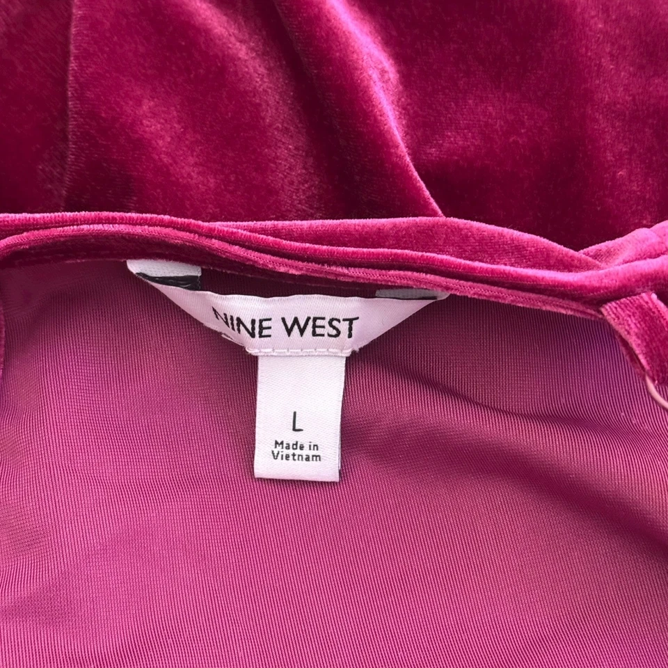 Camiseta sin mangas Nine West terciopelo floral encaje cami talla L rosa romántica y2k femenina Foto 4 de 4