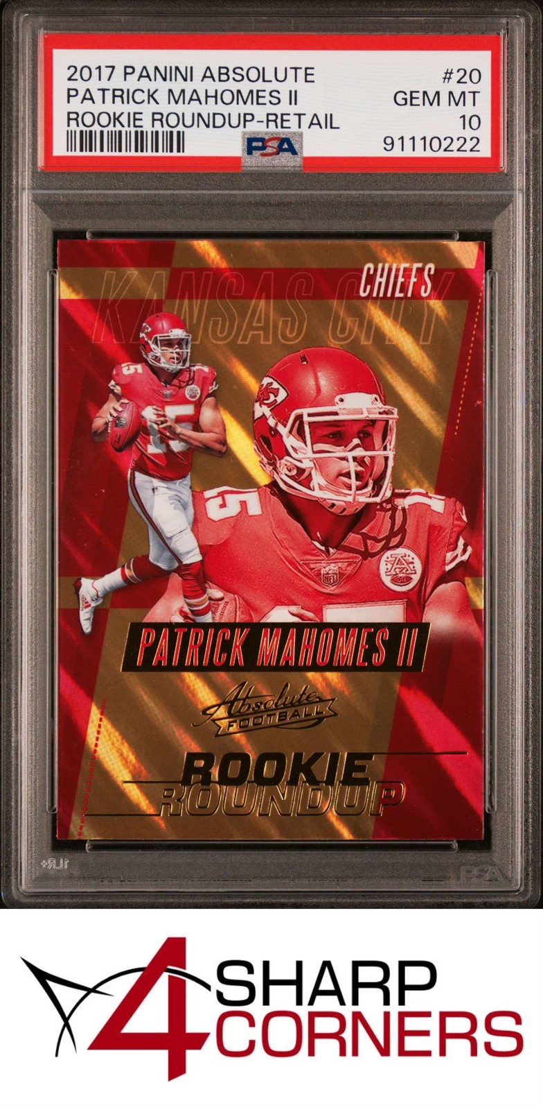 2017 PANINI ABSOLUTE ROOKIE ROUNDUP RETAIL #20 PATRICK MAHOMES II RC PSA 10