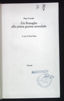 Un Fenoglio alla prima guerra mondiale. Fenoglio, Beppe und Gino Rizzo: