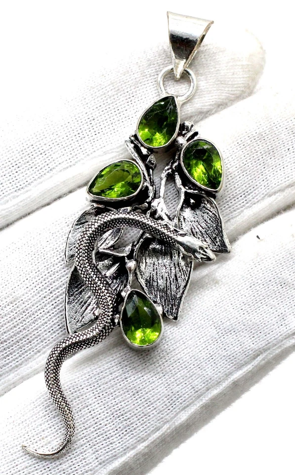 925 Sterling Silver Green Peridot Gemstone jewelry Handmade Unique Jewelry - Image 2 of 4