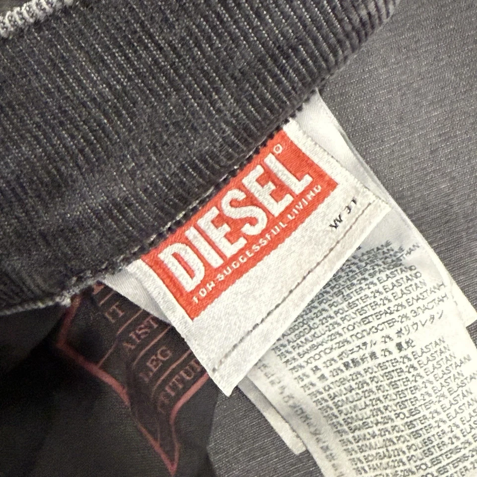 Pantalones Diesel Para Hombre 31x28 Negro Pana Algodón Hecho en Italia Calce Ajustado Foto 4 de 4