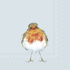 4 x Paper Napkins/33cm/3Ply/Decoupage/Christmas/Birds/Little Robin/Chico