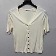 Marine Layer Women Lexi Rib Button Up Top Shirt Blouse Size Large D038 -29