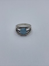 Larimar Gemstone Ring 925 Sterling Silver
