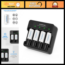 Rechargeable C Batteries with 4-Bay Charger, USB Quick Charge, for AA AAA D Ni-M