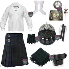 Traditional Men  s Scottish 11-Pc Kilt Outfit: 6 Yard  16oz Heavyweight Kilt Set