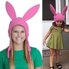 Casual Cartoon Bunny Ear Hat Cosplay Windproof Hat for Late Autumn Winter Wear