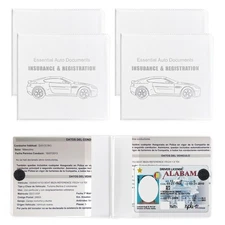 Yourkar 4PCS Car Registration Insurance Holder Organizer Magic Tape White Big