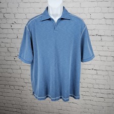 Tommy Bahama Blue Fish Embroidered Short Sleeve Spread Collar Polo Shirt Large L