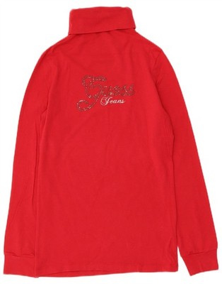 Guess Damen Grafik Top Langarm UK 14 Large Rot Baumwolle AG31