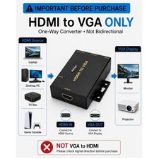 HDMI to VGA Converter - Compatible with Monitors, Projectors