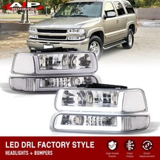 Chrome Led Drl Headlightsbumper Lamps For 1999-2002 Chevy Silverado 00-06 Tahoe