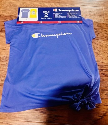 Champion Girls 2-Pack Active Wear UPF 30 Moisture Wicking T-shirts Size 7/8 NWT 