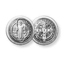 Saint Benedict Protection Round Pocket Double-Sided Coin, Sold in Sets of 10
