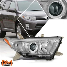 For 11-13 Toyota Highlander Right Side Chrome/Amber Projector Headlight Lamp
