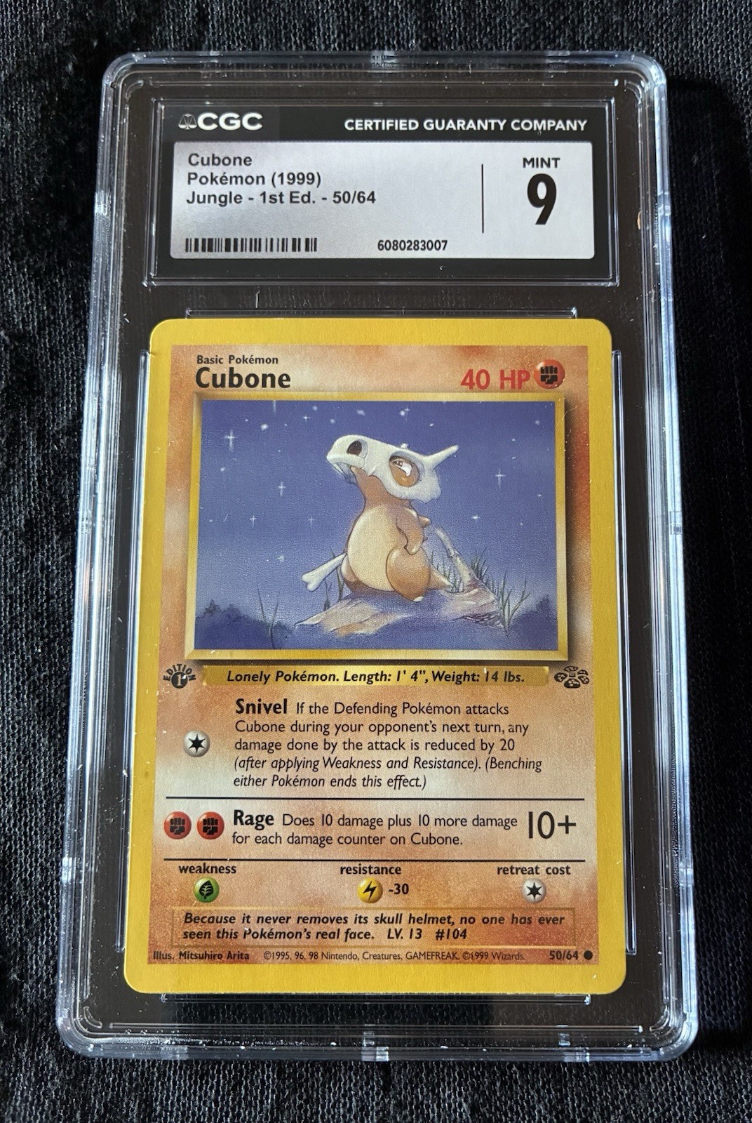 Cubone 1999 Pokemon Jungle TCG 1st Edition 50/64 CGC 9 MINT